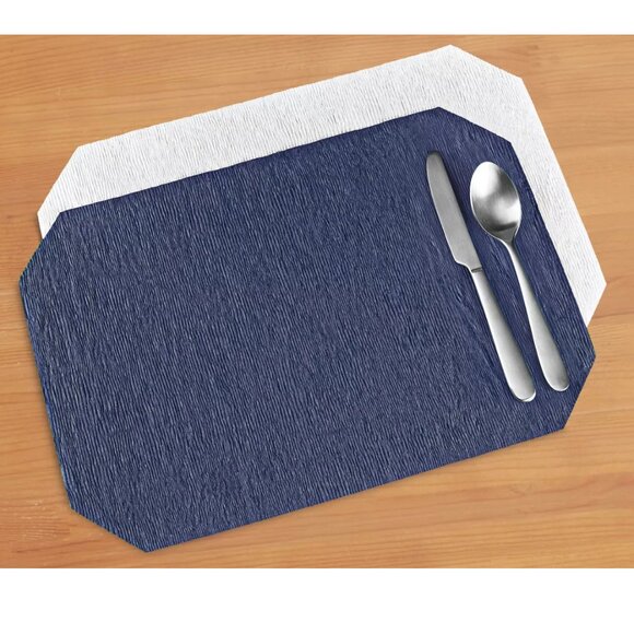 PeasantMats Set of 12 Navy Blue Reusable Paper Placemats - Picture 1 of 4